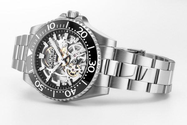 Premier Skeleton 42 mm Automatic Three-Hand Black Dial Silver Bracelet