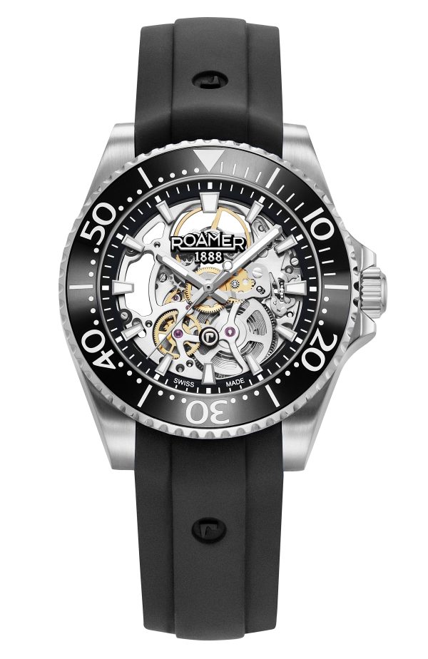 Premier Skeleton 42 mm Automatic Three-Hand Black Dial Silver Bracelet