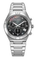 Eos Ladies Chrono 38mm Quartz Chronograph Date Black Mop Dial Silver B