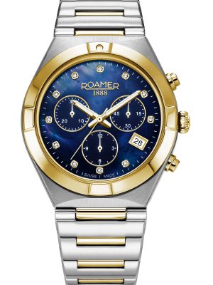 Eos Ladies Chrono 38mm Quartz Chronograph Date Blue Mop Dial Two-Tone