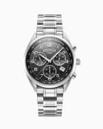 Pro Chrono 42mm Quartz Chronograph Date Black Sunray Dial Silver Brace