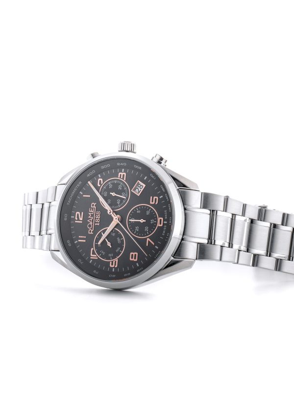 Pro Chrono 42mm Quartz Chronograph Date Grey Sunray Dial Silver Bracel