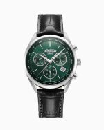 Pro Chrono 42mm Quartz Chronograph Date Green Sunray Dial Black Leathe