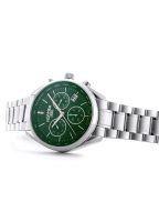 Pro Chrono 42mm Quartz Chronograph Date Green Sunray Dial Silver Brace