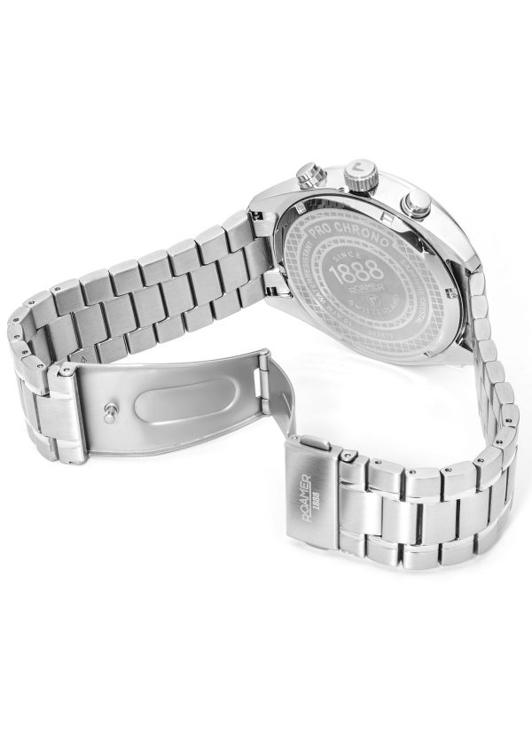 Pro Chrono 42mm Quartz Chronograph Date Black Sunray Dial Silver Brace