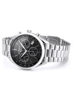 Pro Chrono 42mm Quartz Chronograph Date Black Sunray Dial Silver Brace