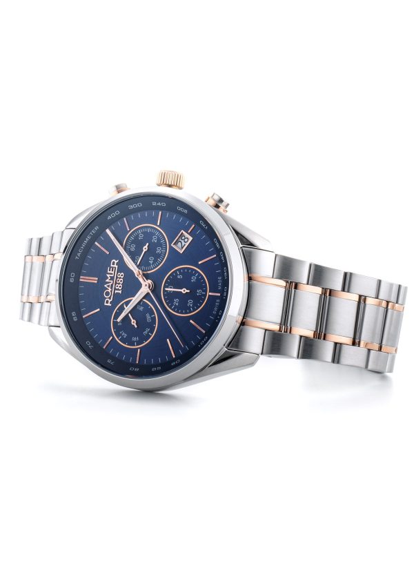 Pro Chrono 42mm Quartz Chronograph Date Blue Sunray Dial Two-Tone Brac