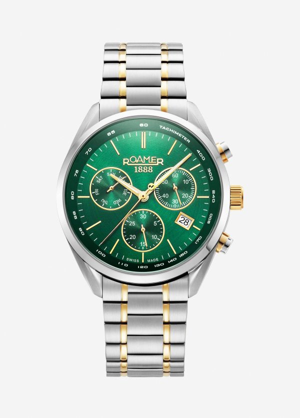 Pro Chrono 42mm Quartz Chronograph Date Green Sunray Dial Two-Tone Bra