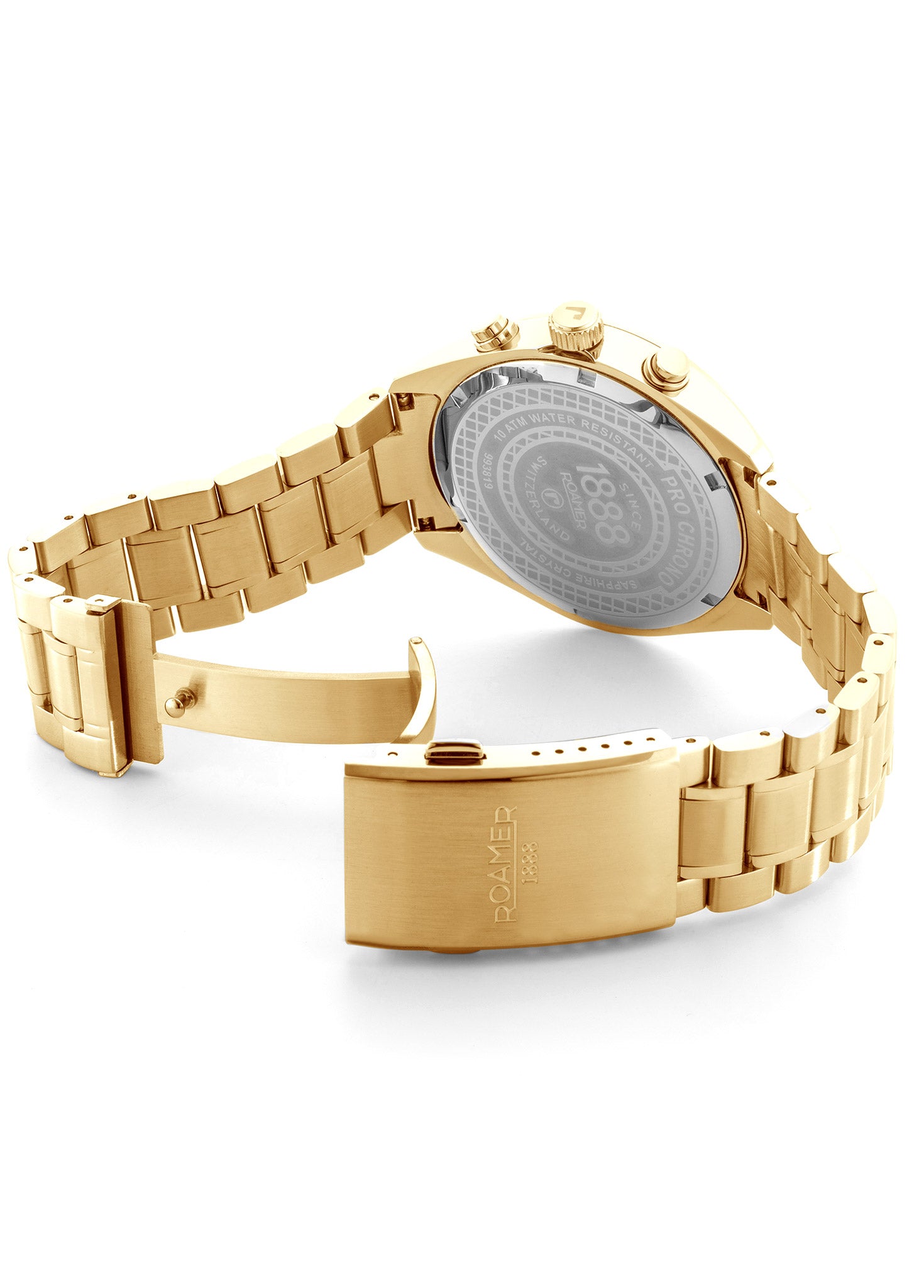 Pro Chrono 42mm Quartz Chronograph Date Black Sunray Dial Gold Bracele