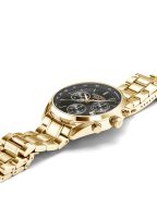 Pro Chrono 42mm Quartz Chronograph Date Black Sunray Dial Gold Bracele