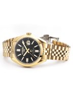 Montalbano Gents 41.5mm Automatic Three-Hand Date Black Sunray Dial Gold Bracelet Sapphire glass Stainless Steel swiss watch