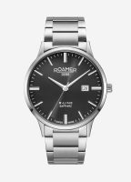 R Line Classic 43 mm Quartz Three-Hand Date Black Dial Silver Bracelet