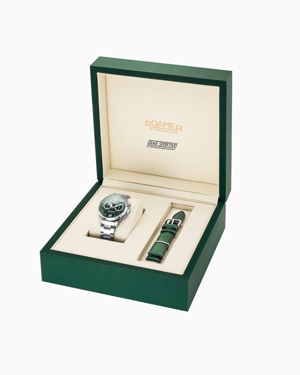 Gran Sportivo 41.5mm Quartz Chronograph Date Green Sunray Dial Silver
